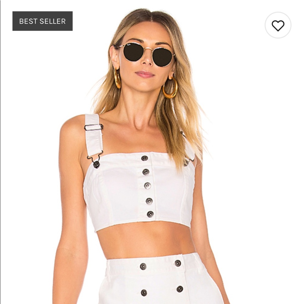 NWOT BBDAKOTA WHITE DENIM CROP TOP